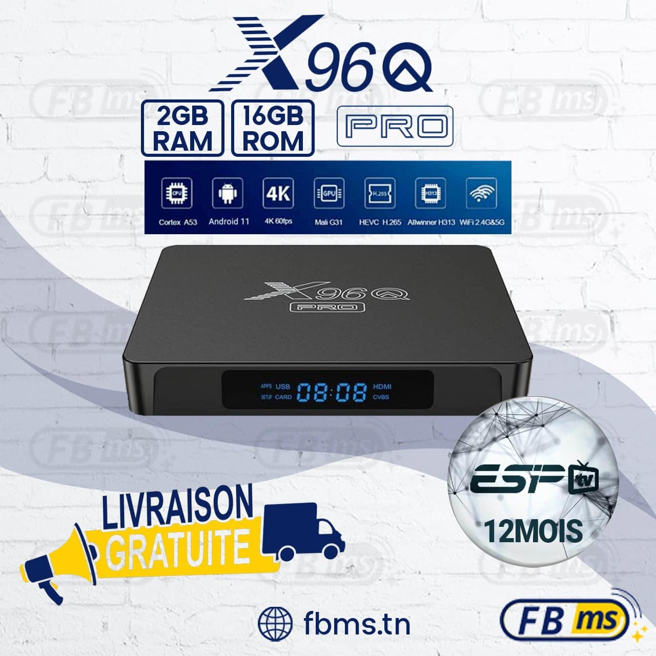 Box Android X96Q 2Go Ram avec un abonnement IPTV 12 mois